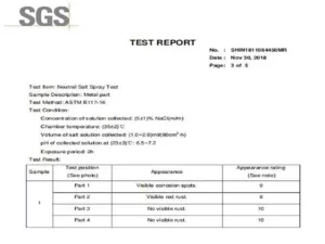 Salt spray test report